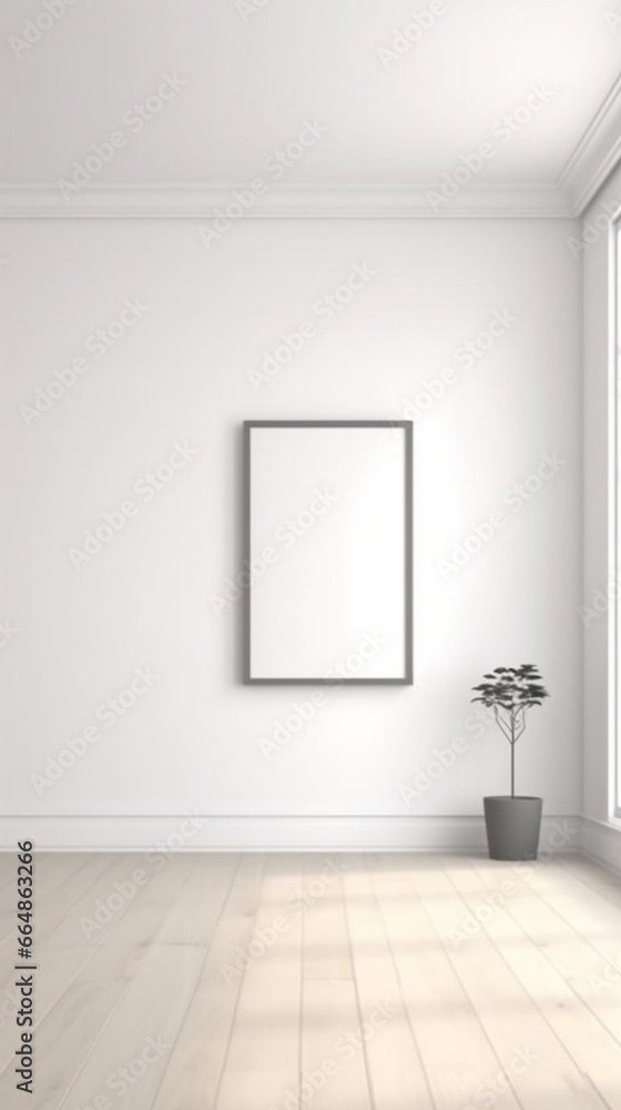 Fototapeta premium empty room with window and wall with frame generative in ai