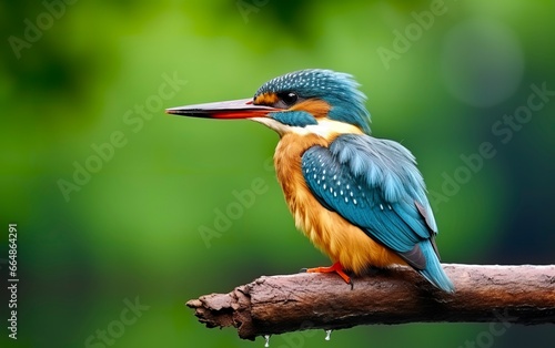 The common kingfisher wetlands bird colored feathers from different birds. © MdImam