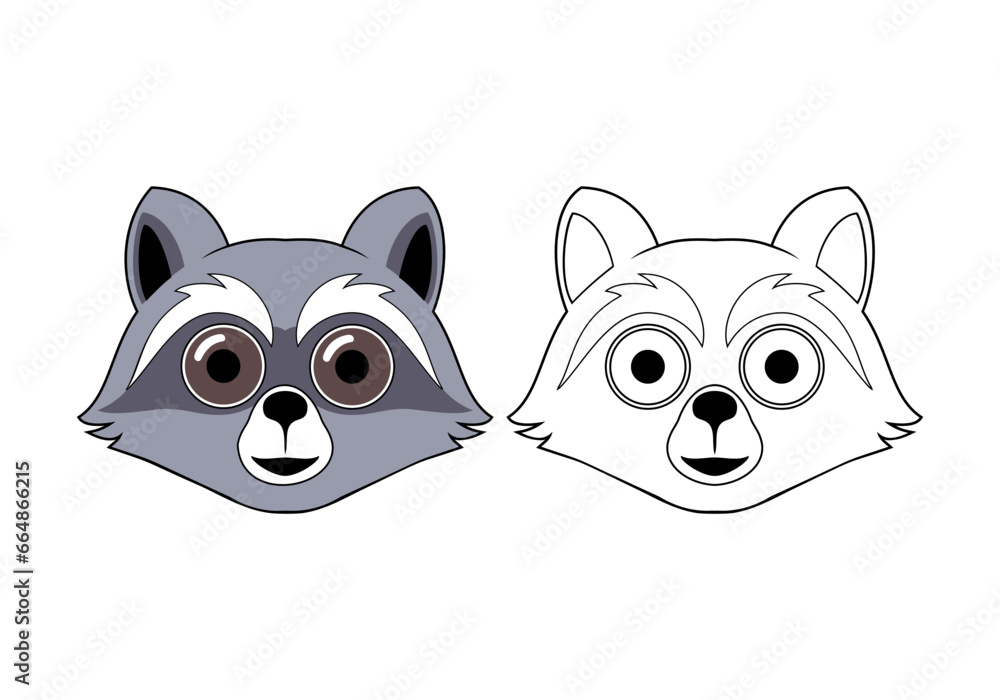 Raccoon Head Cartoon Character Design Illustration vector eps format , suitable for your design needs, logo, illustration, animation, etc.