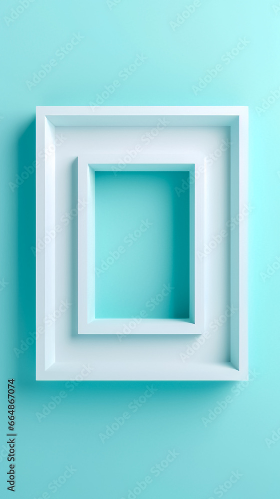 Empty frame on blue background, top view. Empty frame on blue background, top view.