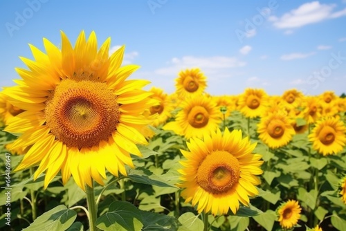 rows of blooming sunflowers in a field