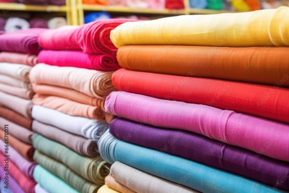 rolls of dyed fabric in a textile factory rolls of dyed fabric in a textile factory