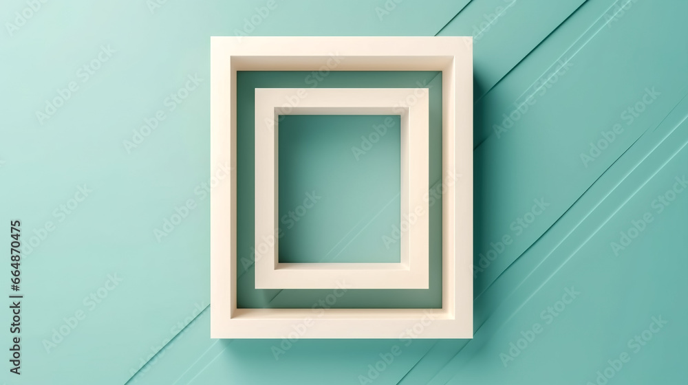 Empty frame on blue background, top view. Empty frame on blue background, top view.