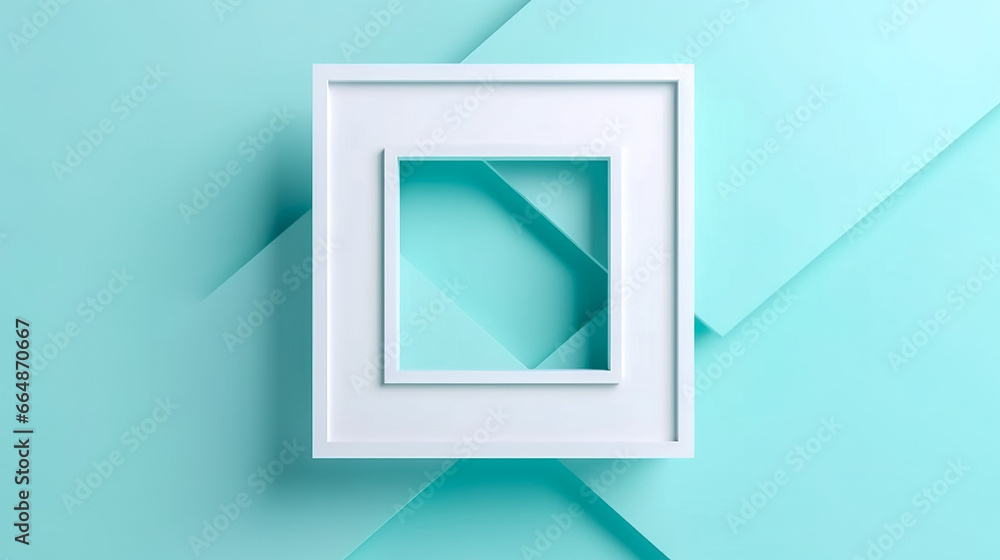 Empty frame on blue background, top view. Empty frame on blue background, top view.