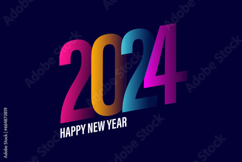 2024 Happy New Year festive graphic design. 2024 new year color design template. Vector illustration.