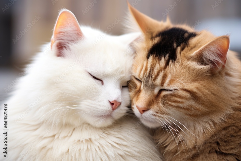two cats grooming each other two cats grooming each other