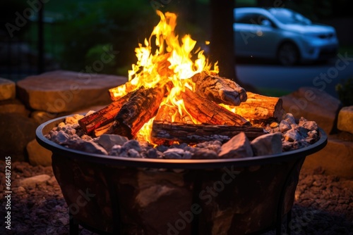 a glowing fire pit prepared for cremation