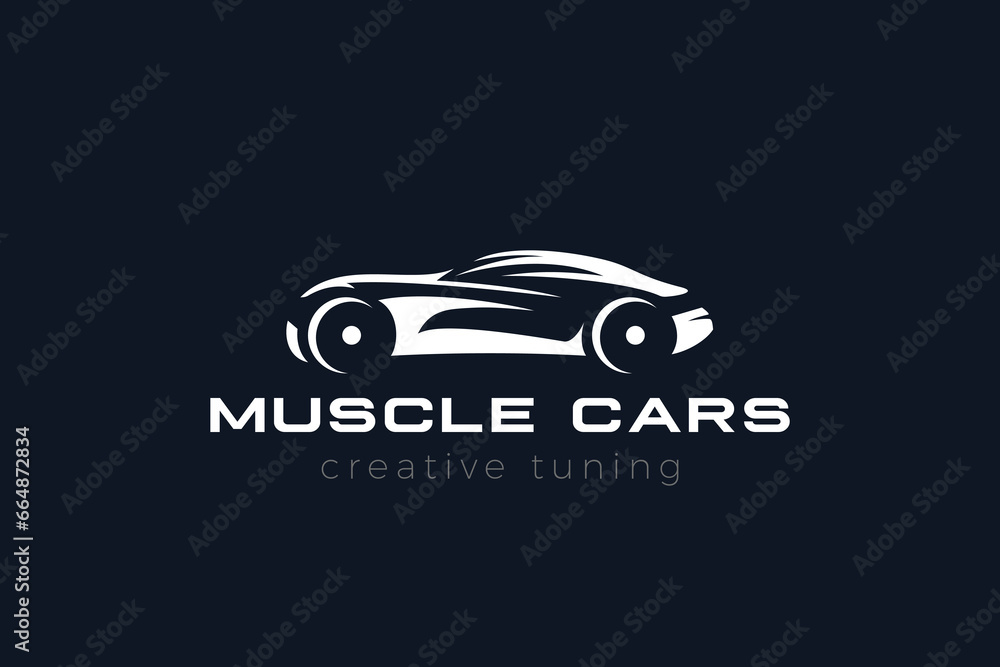 Fototapeta premium Muscle Car Logo Sport Roardster Silhouette Vector design.