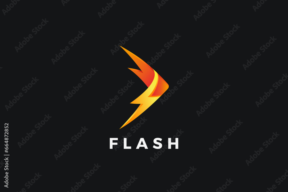 Flash Arrow Logo Abstract design Vector template. Energy Power Lightning Bolt Logotype concept icon.