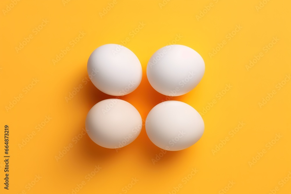 several eggs are arranged in a row on a yellow back screen. Generative AI several eggs are arranged in a row on a yellow back screen. Generative AI
