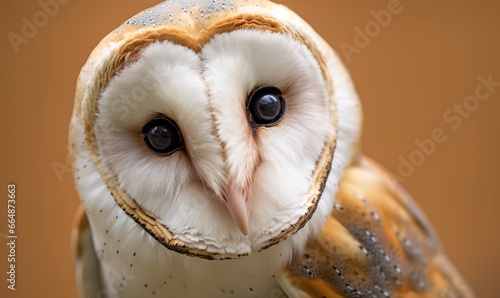 Tyto alba head, a common barn owl. close up. © MdImam