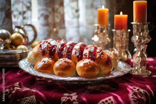 russian wedding bread decorated with salt