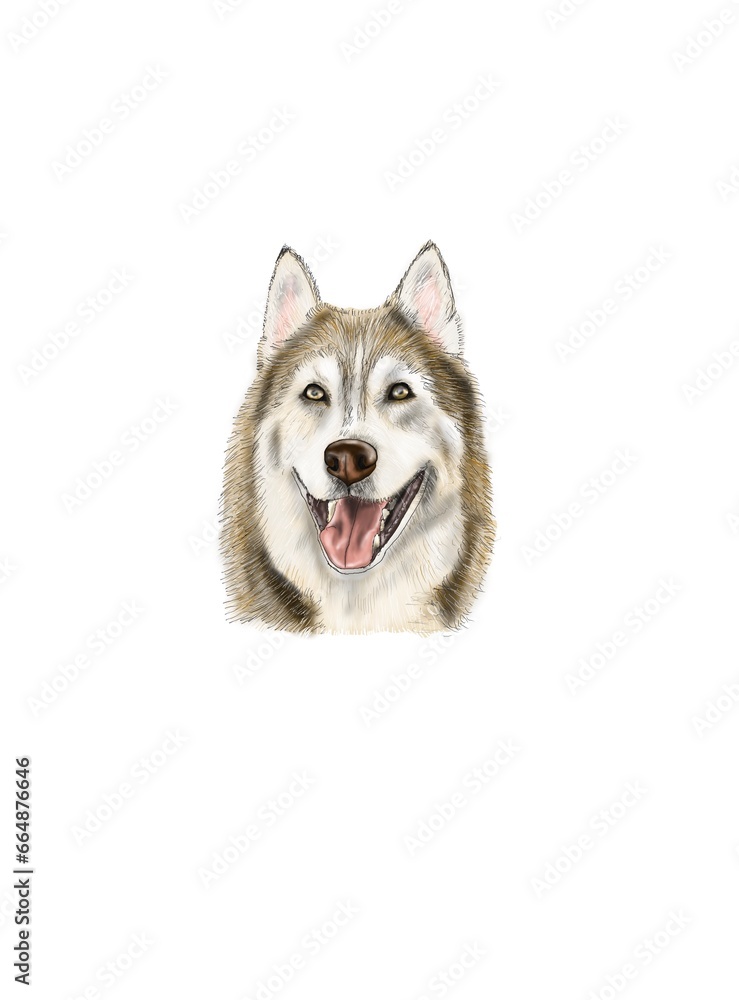 Husky Siberien roux, chien de traîneau 