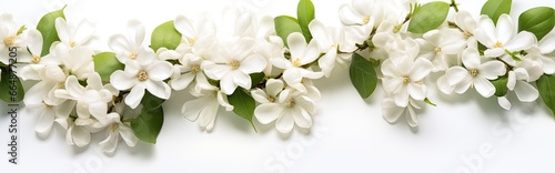 Jasmine flowers on white surface. © MdImam