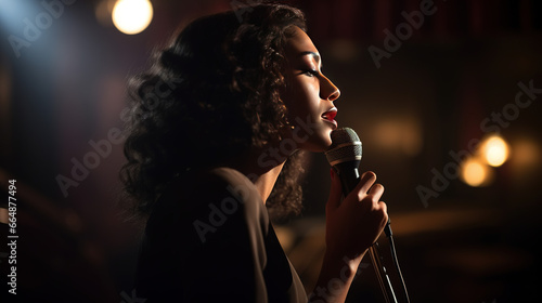 In an Intimate Candlelit Jazz Club a Musician Woman