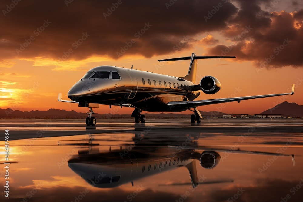 Private Airplane at sunset Background Private Airplane at sunset Background