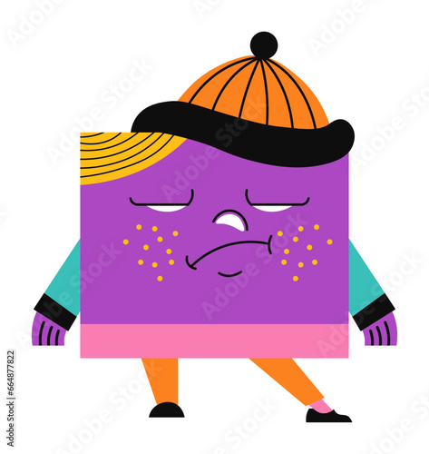 Photography Square character, sad personage figure vector
