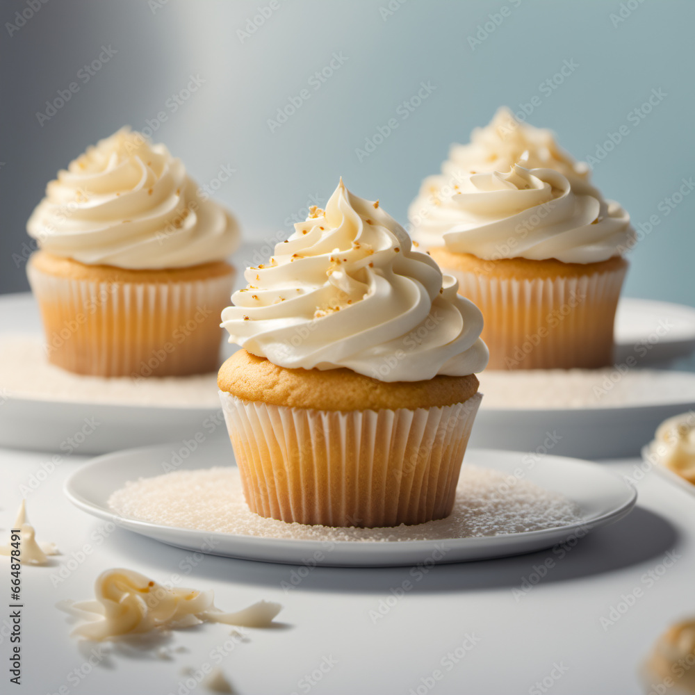 Vanilla Cupcake, Generative AI illustrations Vanilla Cupcake, Generative AI illustrations