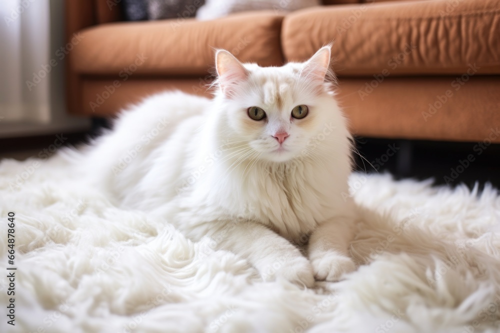 Obraz premium comforting sight of a cat sitting on a soft rug