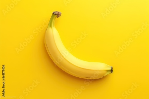 photo of ripe yellow banana fruit on a yellow background. generative AI