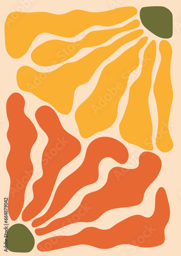 Wallpaper Mural Aesthetic floral poster. Contemporary design. Retro groovy vector illustration. Torontodigital.ca
