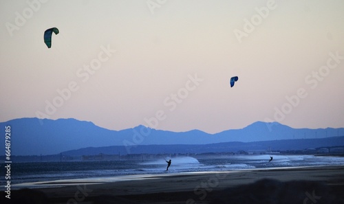 kite surfing on the beach