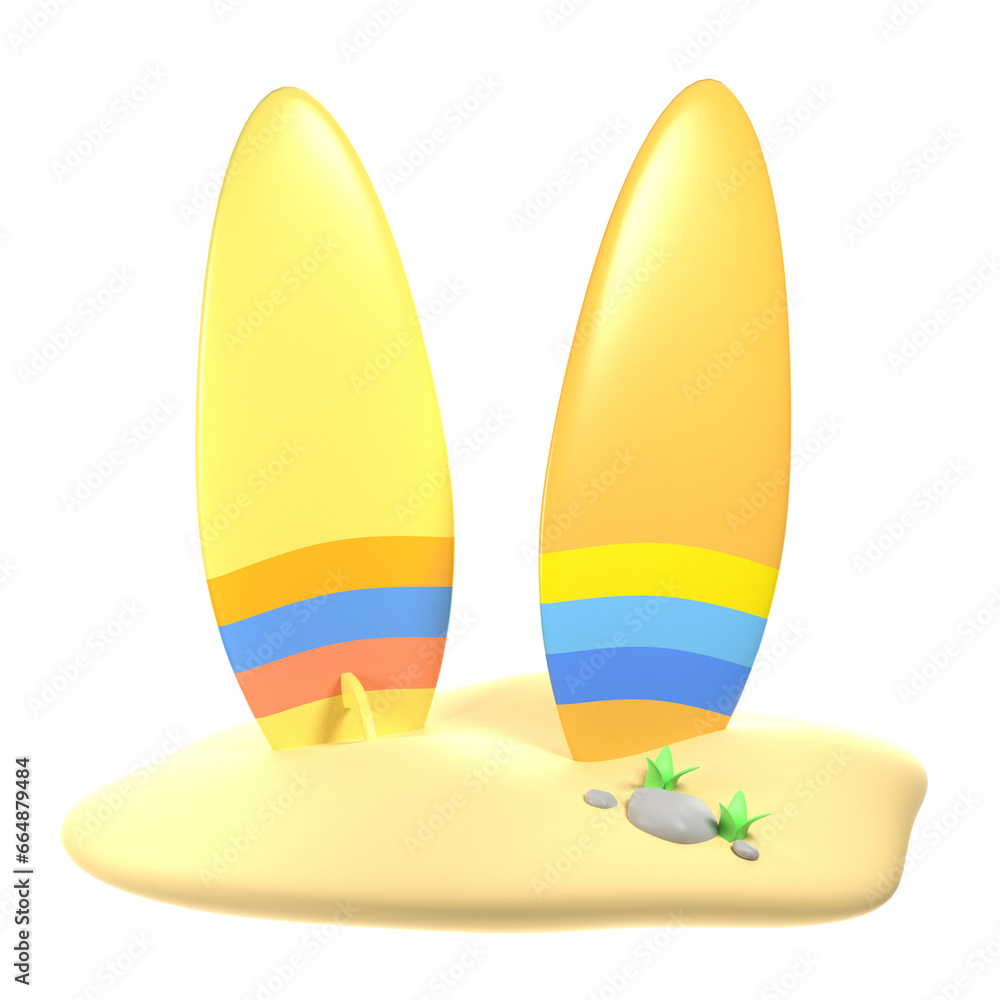 3d icon Surf Board, 3d illustration, 3d element, 3d rendering. 3d icon Surf Board, 3d illustration, 3d element, 3d rendering.