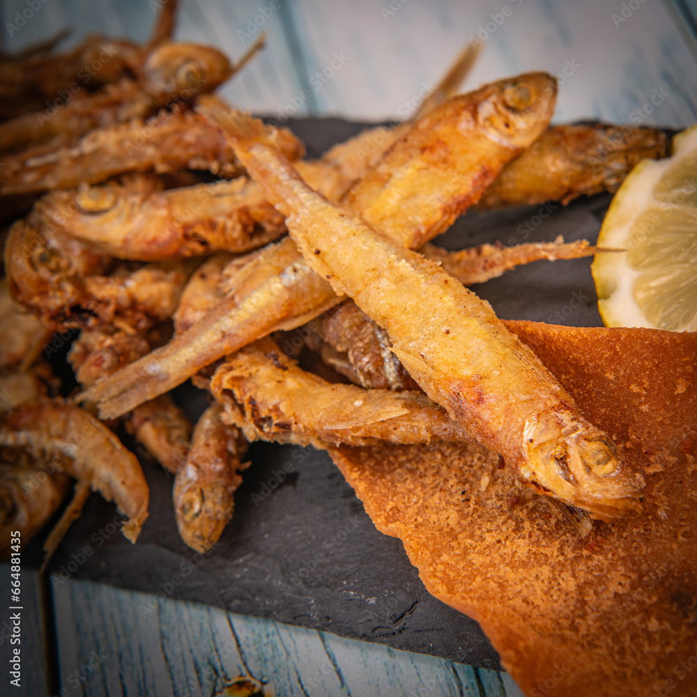 DEEP FRIED SEEFOOD, RECIPE FOR FISH, Smelt AND FRIED PITA, LEMON. High quality photo DEEP FRIED SEEFOOD, RECIPE FOR FISH, Smelt AND FRIED PITA, LEMON. High quality photo