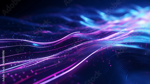 Abstract digital graphics Futuristic 3D Concept, AI and Big Data Technology background, cityscape, Information Digitalization Lines, Generative AI.