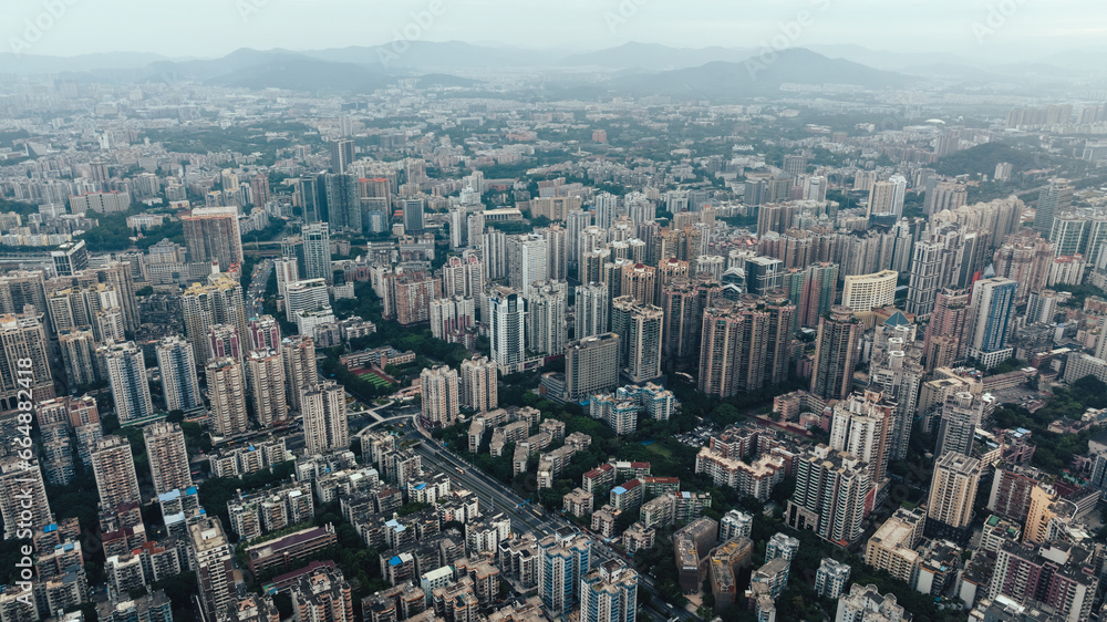 Guangzhou ,China - October 12,2023: Aerial view of landscape in Guangzhou city, China