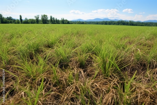 patches of browning grass in a field