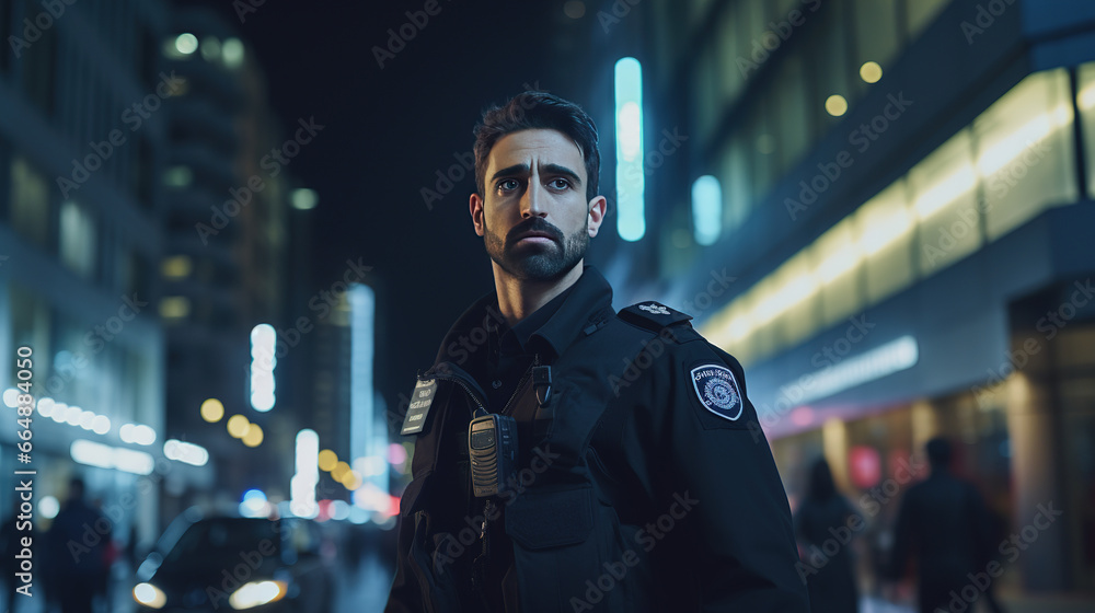 A Confident Police Officer Woman in a Modern Urban Environment A Confident Police Officer Woman in a Modern Urban Environment