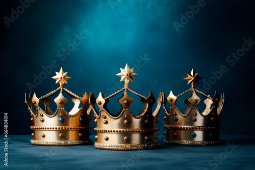 Three crowns as a symbol of the celebration of the Day of the Three Kings photo