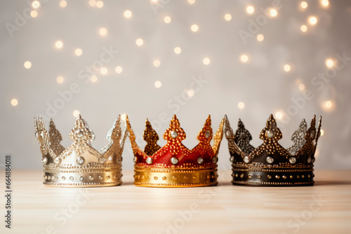 Three crowns as a symbol of the celebration of the Day of the Three Kings