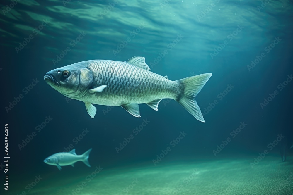 a small fish next to big fish underwater a small fish next to big fish underwater