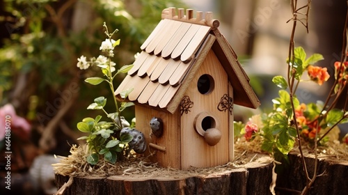 bird house in the garden generated by AI