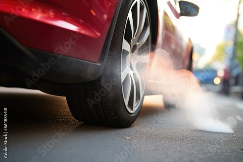 close-up of car exhaust pipe emitting smoke
