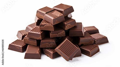 chocolate pieces isolated on white background generated by AI