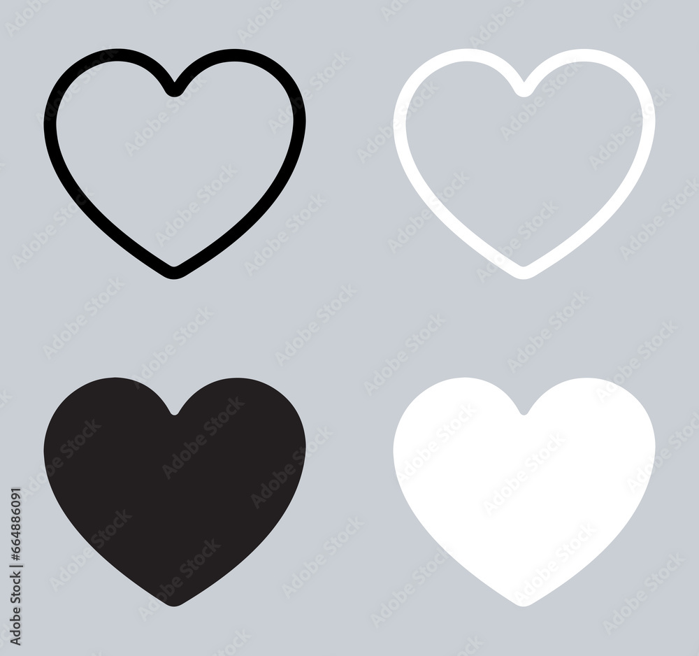 Set of Heart icon. Love icon sign symbol in trendy flat style. Heart vector icon illustration isolated on gray background Set of Heart icon. Love icon sign symbol in trendy flat style. Heart vector icon illustration isolated on gray background