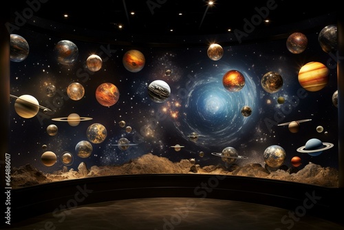 Retrospective backdrop showcasing celestial objects. Generative AI