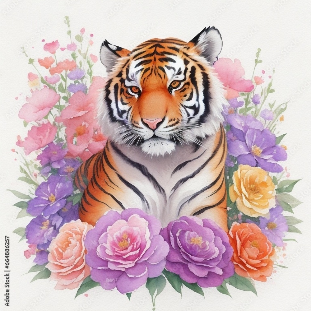 tiger of the sky with flower tiger of the sky with flower