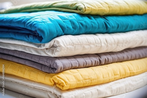 bright image of stacked mattress covers showing rich textures