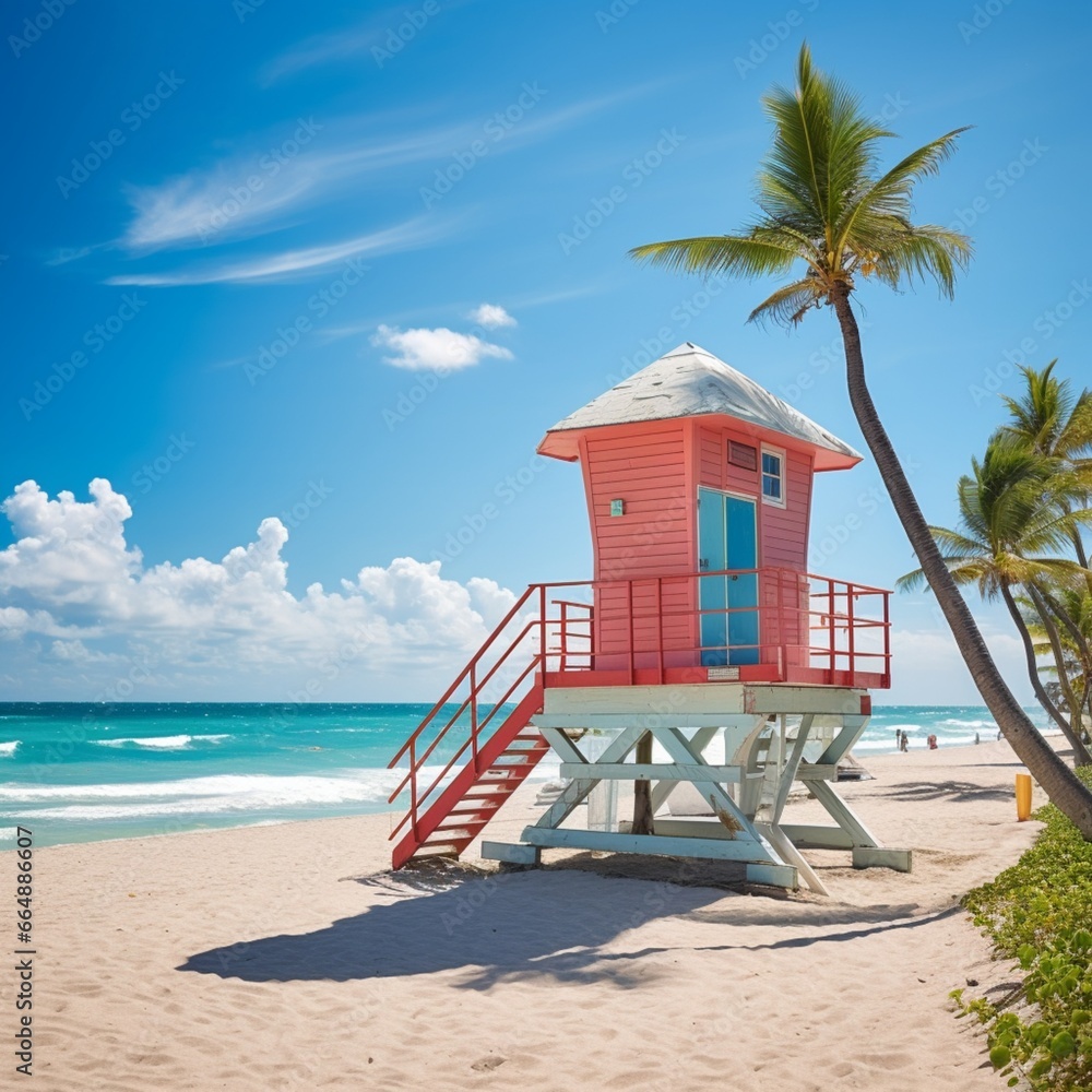 lifeguard tower on the beach generated by AI