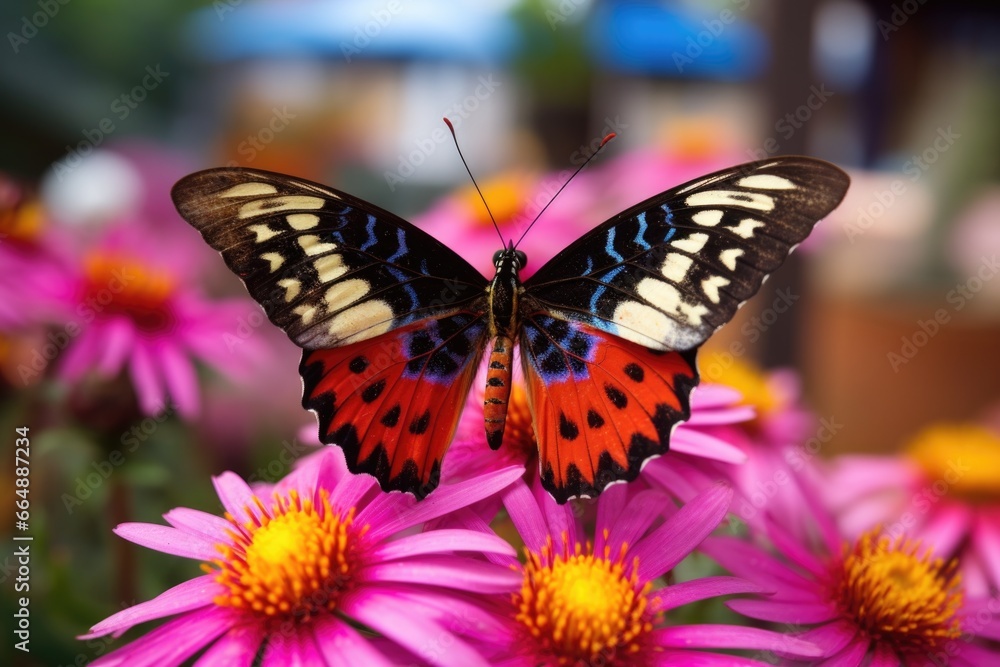 close shot of a butterfly on a vivid flower