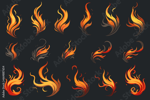 fire set vector isolated vector style illustration photo