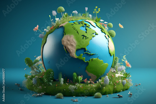 Earth Day in 3d render style