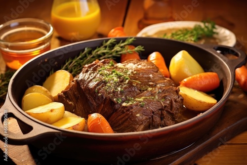 serving pot roast with melted butter