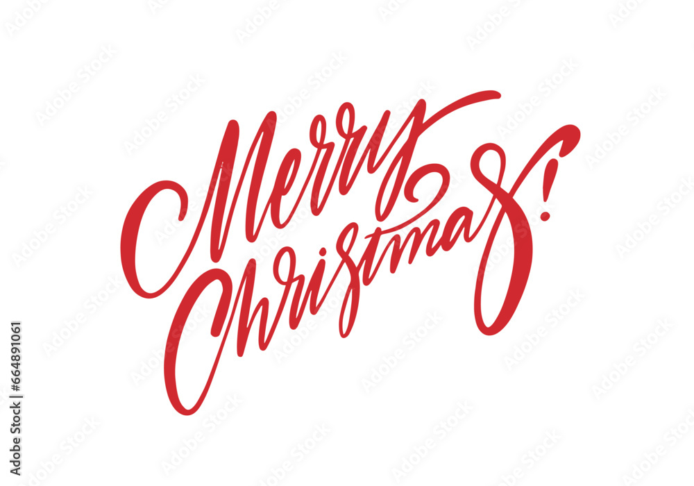 Merry Christmas vibrant red lettering exudes festive cheer, capturing the essence of the holiday season. The elegant script adds a touch of sophistication, making it perfect for greeting cards.