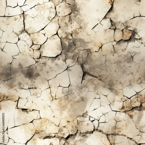 Seamless cracked old concrete wall background, ai pattern