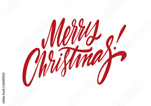Merry Christmas red color lettering phrase.